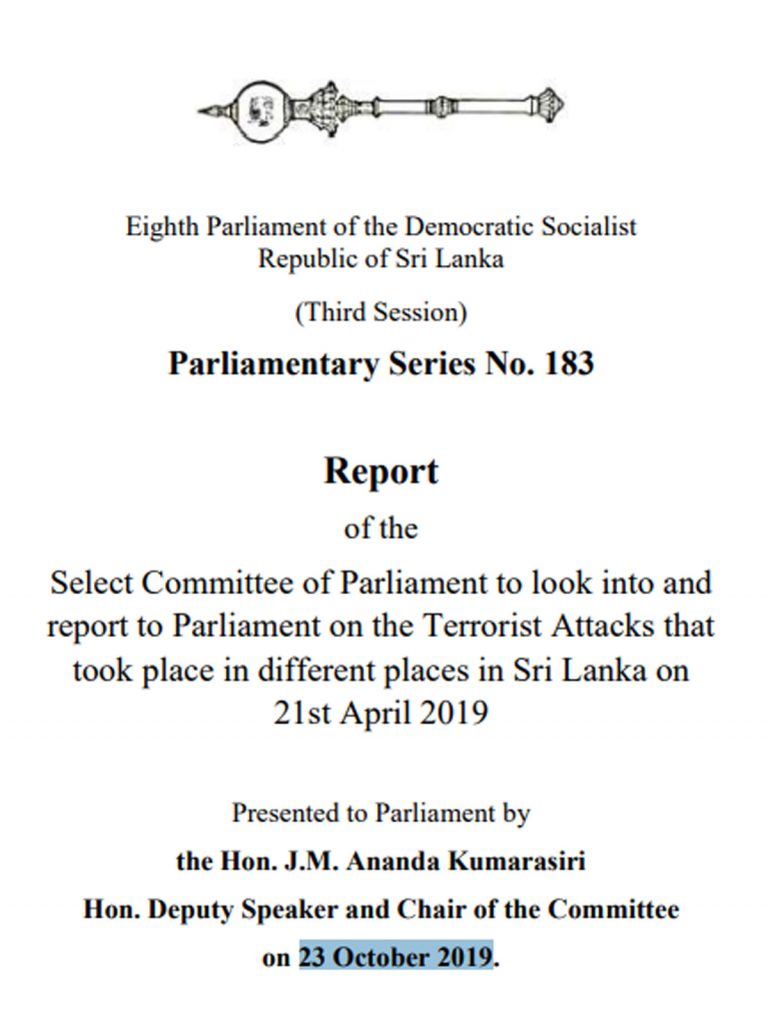 Parliament report 21st April Attacks 2019