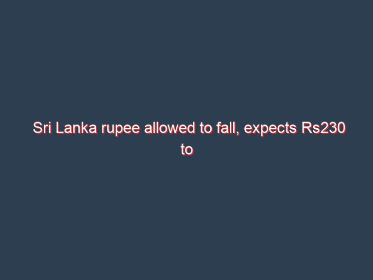Sri Lanka rupee allowed to fall, expects Rs230 to dollar rate: Central Bank