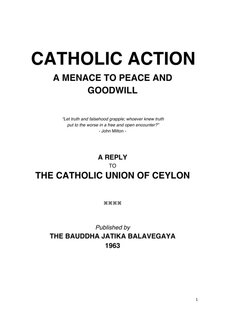 CATHOLIC ACTION : A MENACE TO PEACE AND GOODWILL