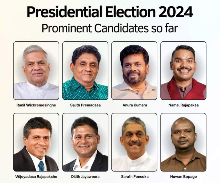 2024 ජනාධිපතිවරණයට සුදුසුකම් ලැබූ අපේක්ෂකයින්